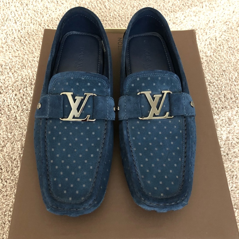 Louis Vuitton blue suede driver/loafers